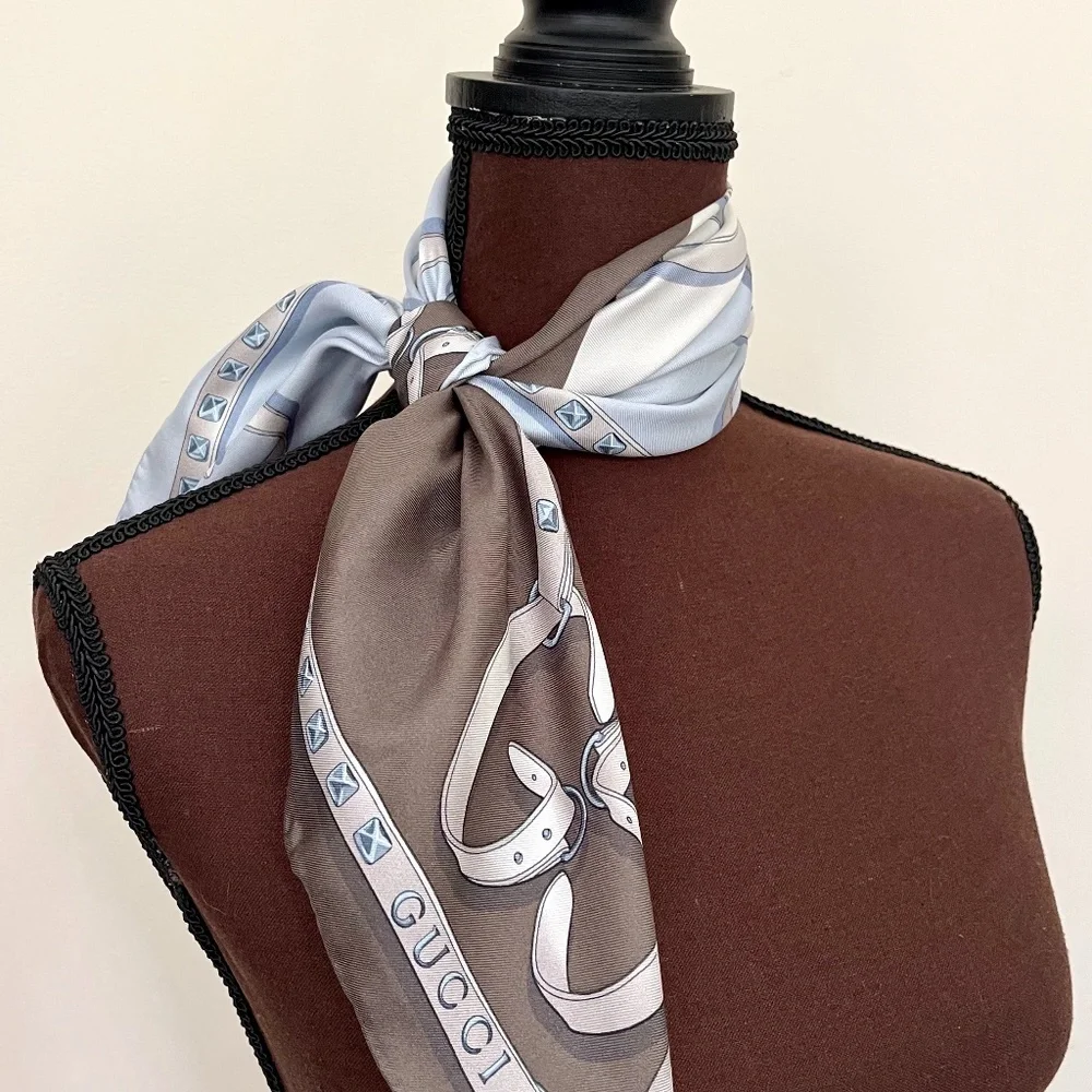 New Gucci Scarf Chains Color-Block Logo Silk Wrap with Gucci Gift Box